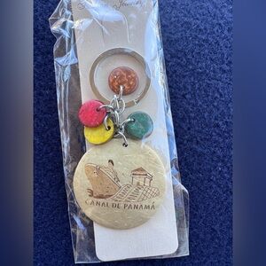 Panama Canal Souvenir Keychain Canal de Panamá Coconut Shell Style NEW Sealed